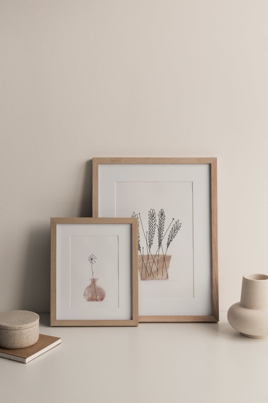 Dandelion and wheat minimalist illustration print, Herbário RIMA lab