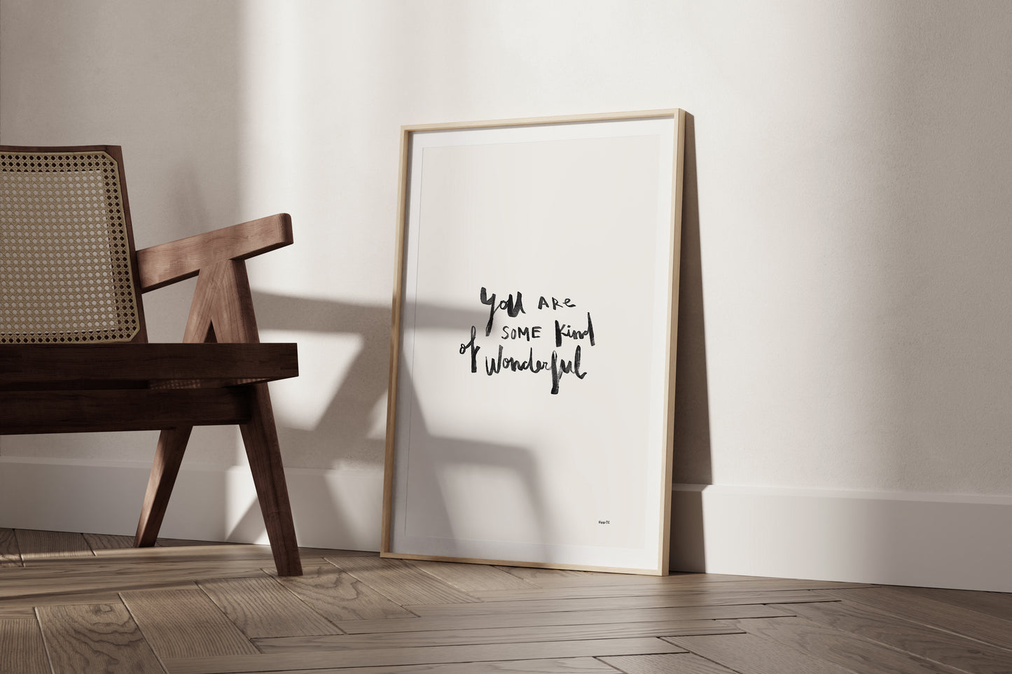 Palavra illustrated typography print in room setting, RIMA lab