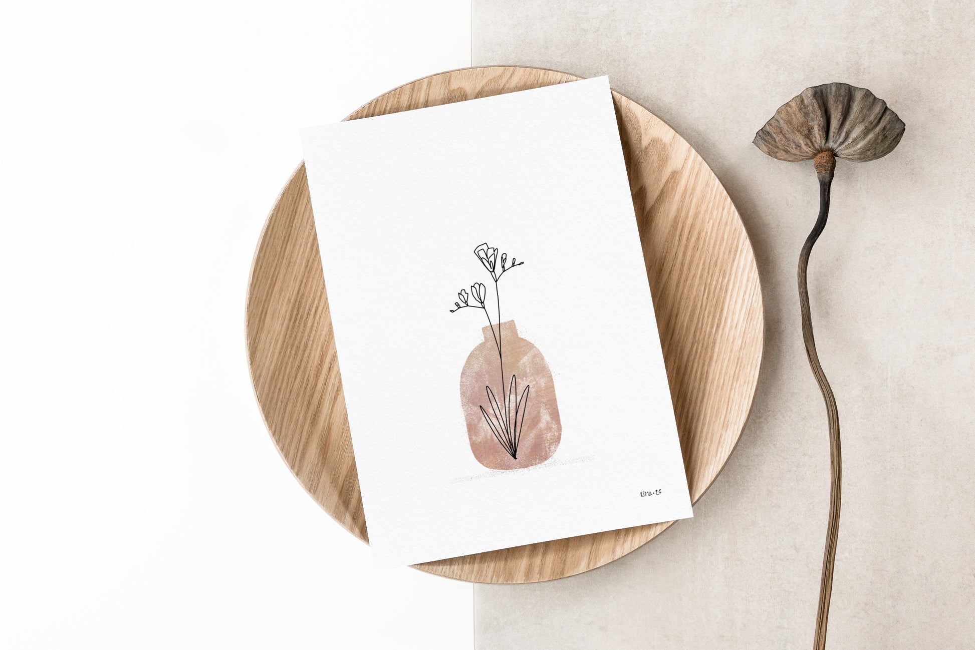 Custom plant art print in room setting, Herbário RIMA lab